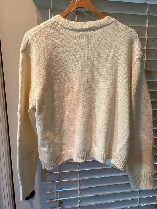 Francesca's Collections Cream Cardigan with Brown Boot Embroidery - Picture 4 of 4